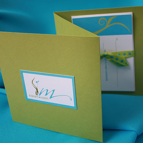 tri-fold wedding invitation design for summer wedding